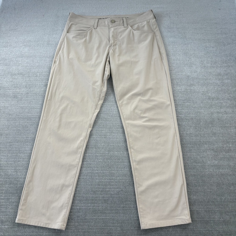 Rhone Commuter Pants Mens 32x28 Beige Slim Straight Leg Casual Golf Stretch
